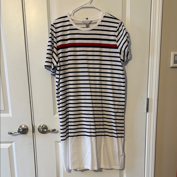 NWT - Tommy Hilfiger White and Black w/Tommy Red Cotton TShirt Dress, Sz XXL - Picture 1 of 4